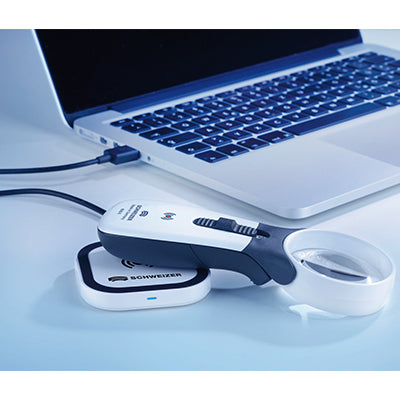 ergo lux imobil illuminated handheld magnifier plugged into laptop via usb